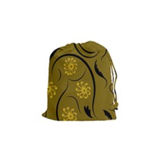 Folk Flowers Print Floral Pattern Ethnic Art Drawstring Pouch (small) by Eskimos