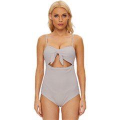 Perfectly Pale Knot Front One-piece Swimsuit by retrotoomoderndesigns