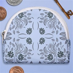 Folk Flowers Print Floral Pattern Ethnic Art Horseshoe Style Canvas Pouch by Eskimos