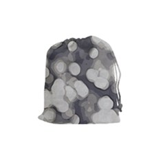Gray Circles Of Light Drawstring Pouch (medium) by DimitriosArt