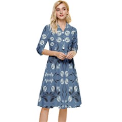 Folk Flowers Print Floral Pattern Ethnic Art Classy Knee Length Dress by Eskimos