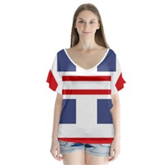 Abstract Pattern Geometric Backgrounds   V-neck Flutter Sleeve Top by Eskimos