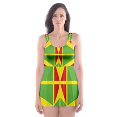 Abstract Pattern Geometric Backgrounds   Skater Dress Swimsuit by Eskimos