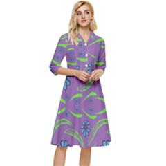 Folk Flowers Print Floral Pattern Ethnic Art Classy Knee Length Dress by Eskimos