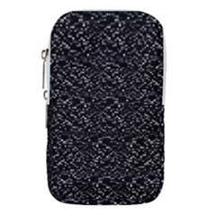 Pixel Grid Dark Black And White Pattern Waist Pouch (large) by dflcprintsclothing