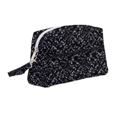 Pixel Grid Dark Black And White Pattern Wristlet Pouch Bag (medium) by dflcprintsclothing