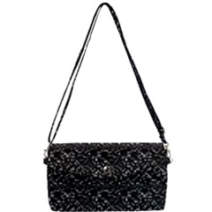 Pixel Grid Dark Black And White Pattern Removable Strap Clutch Bag by dflcprintsclothing