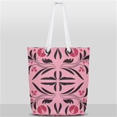Floral Folk Damask Pattern  Full Print Rope Handle Tote (small) by Eskimos