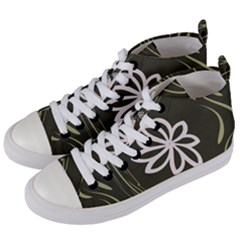 Folk Flowers Print Floral Pattern Ethnic Art Women s Mid-top Canvas Sneakers by Eskimos
