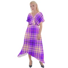 Pink Tartan 6 Cross Front Sharkbite Hem Maxi Dress by tartantotartanspink