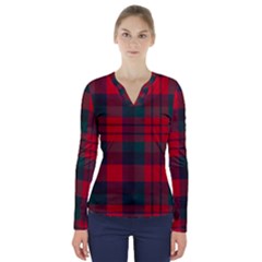 Macduff Modern Tartan V-neck Long Sleeve Top by tartantotartansallreddesigns