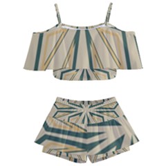 Abstract Pattern Geometric Backgrounds   Kids  Off Shoulder Skirt Bikini by Eskimos