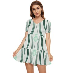 Folk Flowers Print Floral Pattern Ethnic Art Tiered Short Sleeve Babydoll Dress by Eskimos