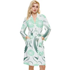 Folk Flowers Print Floral Pattern Ethnic Art Long Sleeve Velour Robe by Eskimos