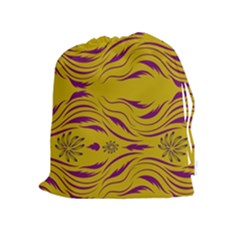  Folk Flowers Print Floral Pattern Ethnic Art Drawstring Pouch (xl) by Eskimos