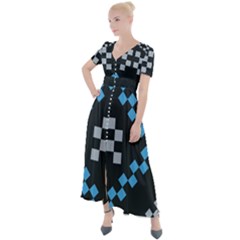 Abstract Pattern Geometric Backgrounds   Button Up Short Sleeve Maxi Dress by Eskimos