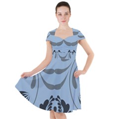 Folk Flowers Print Floral Pattern Ethnic Art Cap Sleeve Midi Dress by Eskimos
