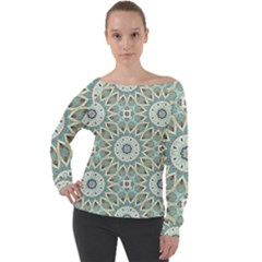 Mandala  Off Shoulder Long Sleeve Velour Top by zappwaits
