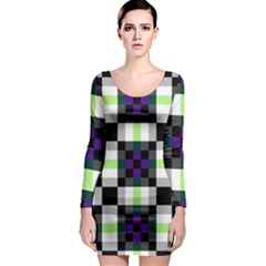 Agender Flag Plaid With Difference Long Sleeve Bodycon Dress by WetdryvacsLair