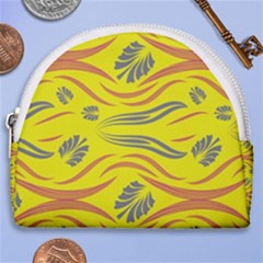Folk Flowers Print Floral Pattern Ethnic Art Horseshoe Style Canvas Pouch by Eskimos