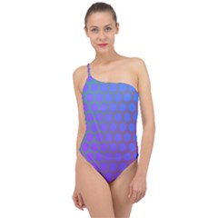 Hex Circle Points Vaporwave One Classic One Shoulder Swimsuit by WetdryvacsLair