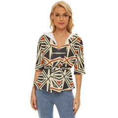Abstract Geometric Design    Lightweight Drawstring Hooded Top by Eskimos
