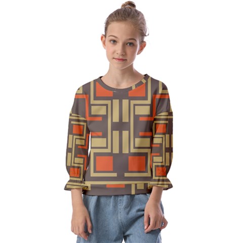 Abstract Geometric Design    Kids  Cuff Sleeve Top by Eskimos