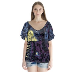 Glitch Witch Ii V-neck Flutter Sleeve Top by MRNStudios