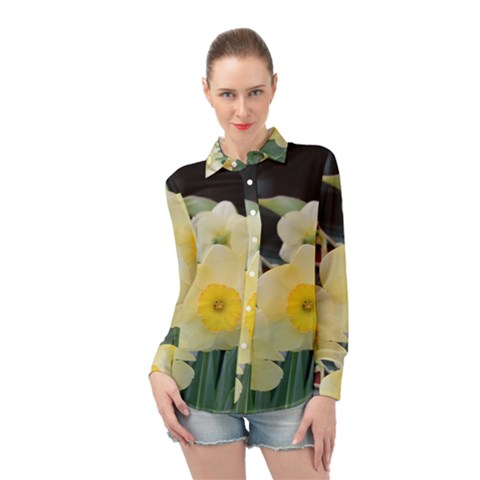 Daffodils In Bloom Long Sleeve Chiffon Shirt by thedaffodilstore