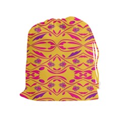 Folk Flowers Print Floral Pattern Ethnic Art Drawstring Pouch (xl) by Eskimos