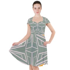 Abstract Pattern Geometric Backgrounds Cap Sleeve Midi Dress by Eskimos