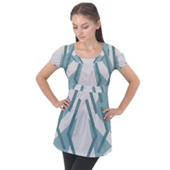 Abstract Pattern Geometric Backgrounds Puff Sleeve Tunic Top by Eskimos