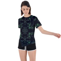 Folk Flowers Floral Art Print Flowers Abstract Art  Asymmetrical Short Sleeve Sports Tee by Eskimos