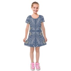 Folk Flowers Print Floral Pattern Ethnic Art Kids  Short Sleeve Velvet Dress by Eskimos