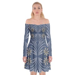 Folk Flowers Print Floral Pattern Ethnic Art Off Shoulder Skater Dress by Eskimos