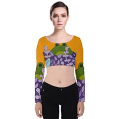Froggie Velvet Long Sleeve Crop Top by steampunkbabygirl
