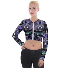 The High Priestess Card Long Sleeve Cropped Velvet Jacket by MRNStudios