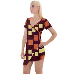 Abstract Pattern Geometric Backgrounds  Short Sleeve Asymmetric Mini Dress by Eskimos