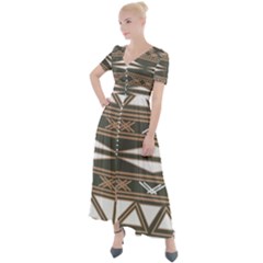Abstract Pattern Geometric Backgrounds  Button Up Short Sleeve Maxi Dress by Eskimos