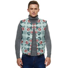 Folk Flowers Print Floral Pattern Ethnic Art Men s Short Button Up Puffer Vest	 by Eskimos