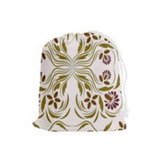 Folk Flowers Print Floral Pattern Ethnic Art Drawstring Pouch (large) by Eskimos