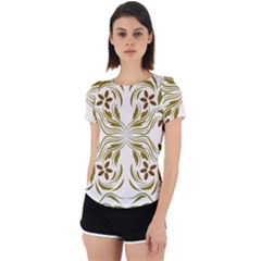Folk Flowers Print Floral Pattern Ethnic Art Back Cut Out Sport Tee by Eskimos