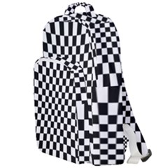 Illusion Checkerboard Black And White Pattern Double Compartment Backpack by Nexatart