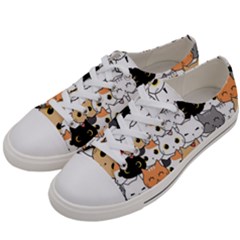 Cute-cat-kitten-cartoon-doodle-seamless-pattern Men s Low Top Canvas Sneakers by Jancukart