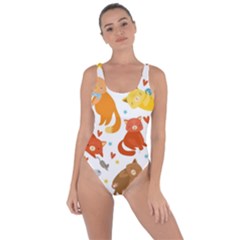 Seamless Pattern With Kittens White Background Bring Sexy Back Swimsuit by Jancukart