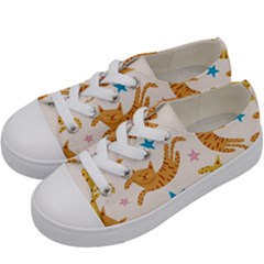 Cute Cats Seamless Pattern With Stars Funny Drawing Kittens Kids  Low Top Canvas Sneakers by Jancukart