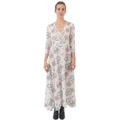 Cute Pattern With Easter Bunny Egg Button Up Boho Maxi Dress by Jancukart
