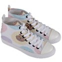 Cute Cat Seamless Pattern Background Women s Mid-Top Canvas Sneakers View3