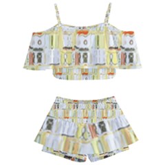 Abstract-pattern Kids  Off Shoulder Skirt Bikini by Jancukart