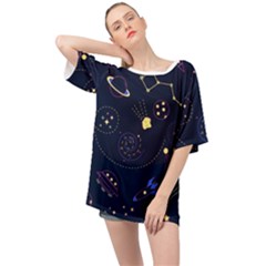 Cartoon-space-seamless-pattern-vectors Oversized Chiffon Top by Jancukart